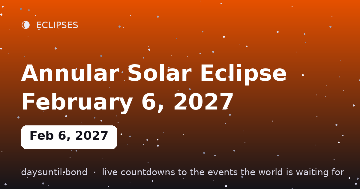 Annular Solar Eclipse February 6, 2027 โ countdown card