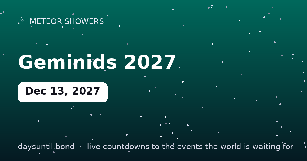 Geminids 2027 — countdown card