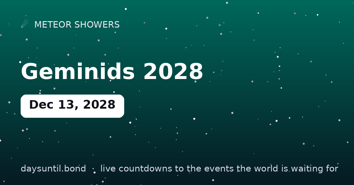 Geminids 2028 — countdown card