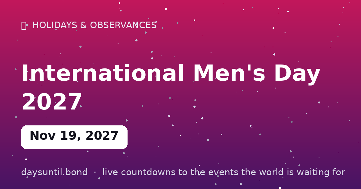 International Men's Day 2027 — countdown card