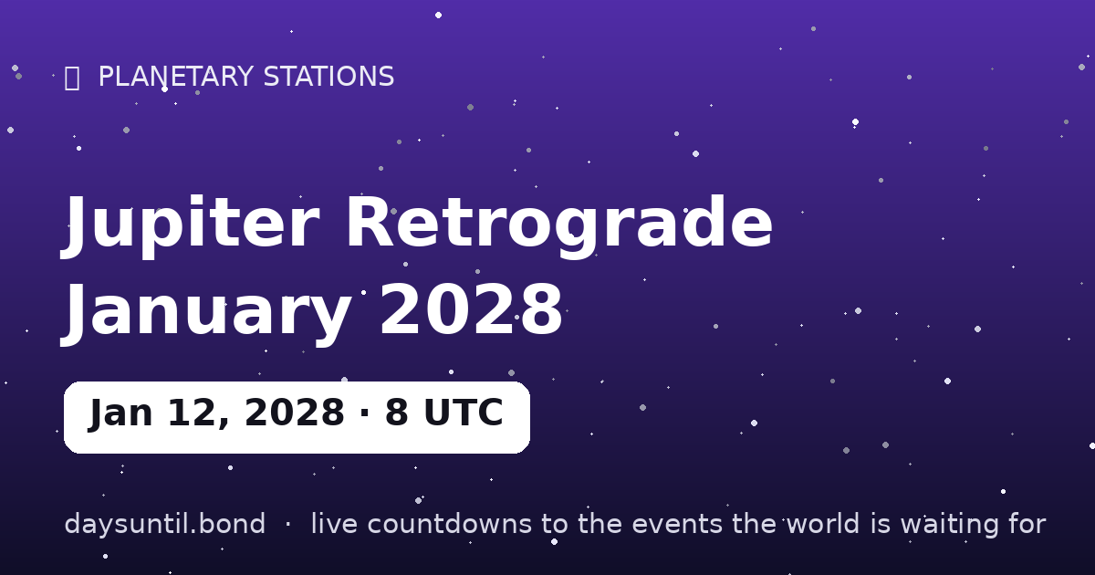 Jupiter Retrograde January 2028 — countdown card