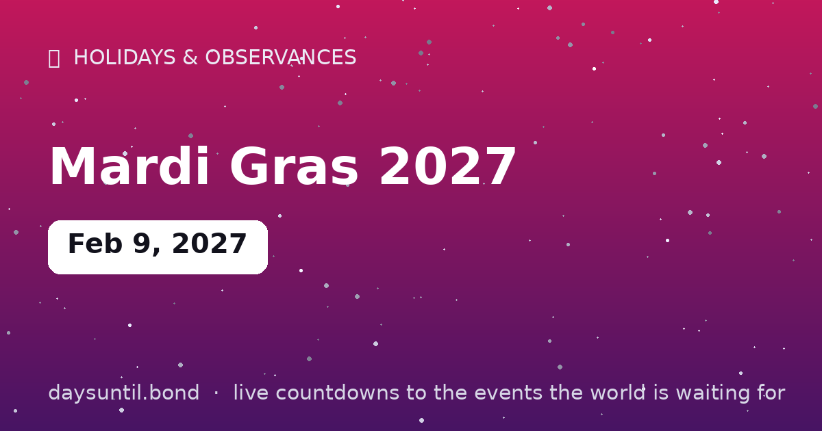 Mardi Gras 2027 — countdown card