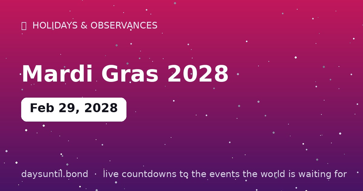 Mardi Gras 2028 — countdown card