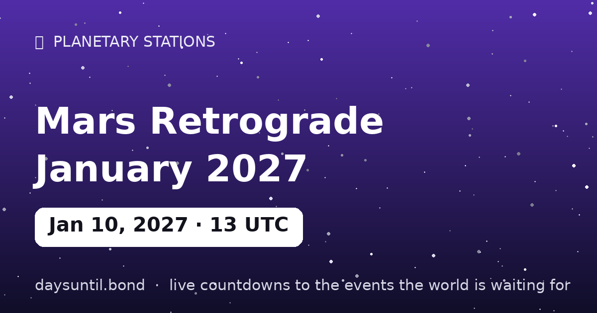 Mars Retrograde January 2027 — countdown card