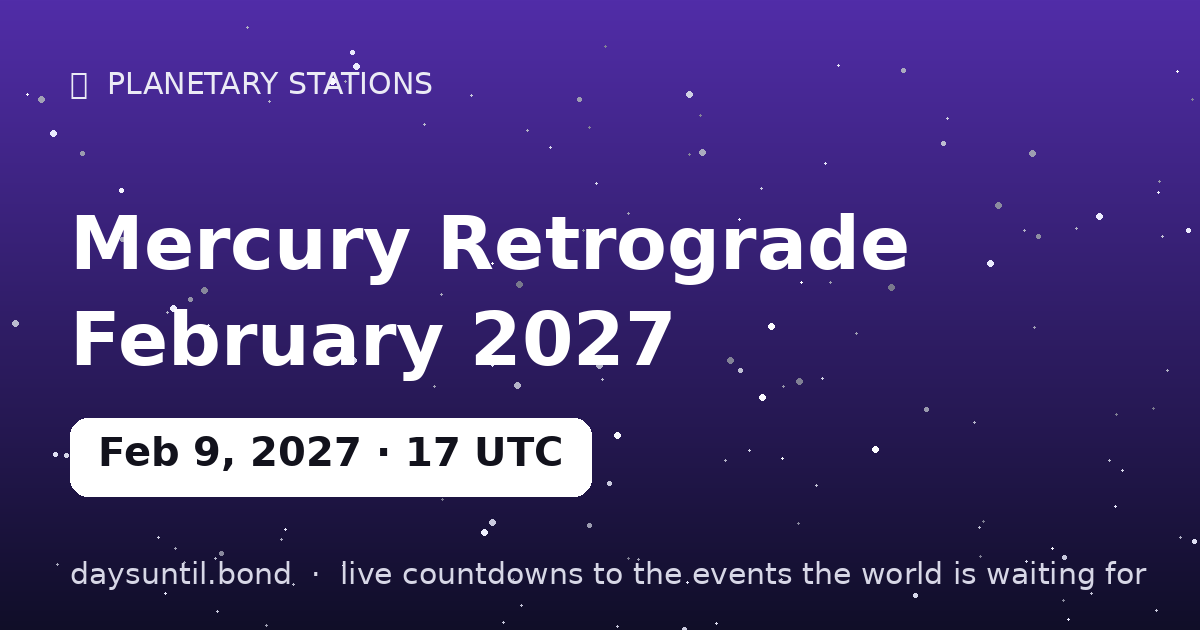 Mercury Retrograde February 2027 — countdown card