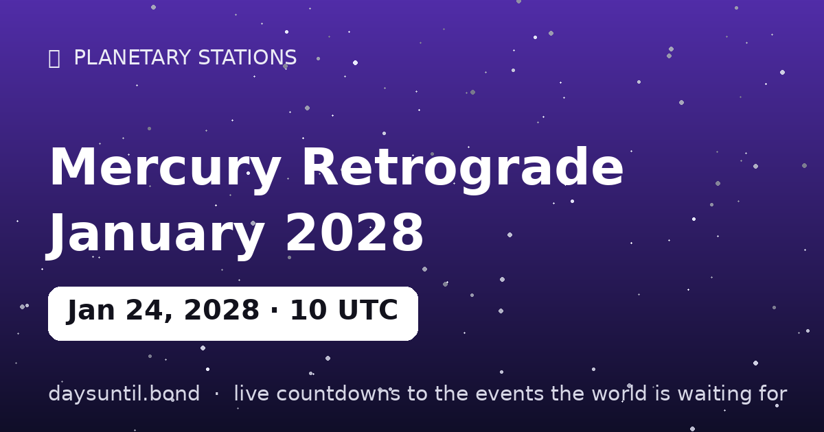 Mercury Retrograde January 2028 — countdown card