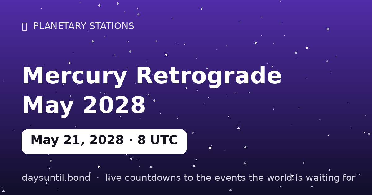 Mercury Retrograde May 2028 — countdown card