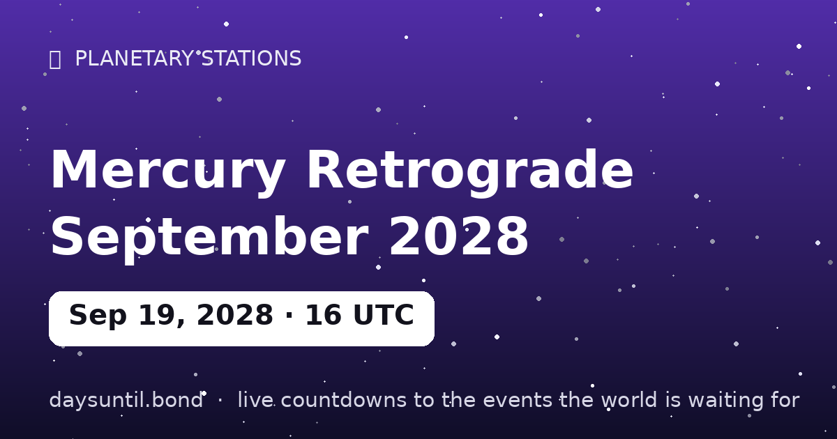 Mercury Retrograde September 2028 — countdown card