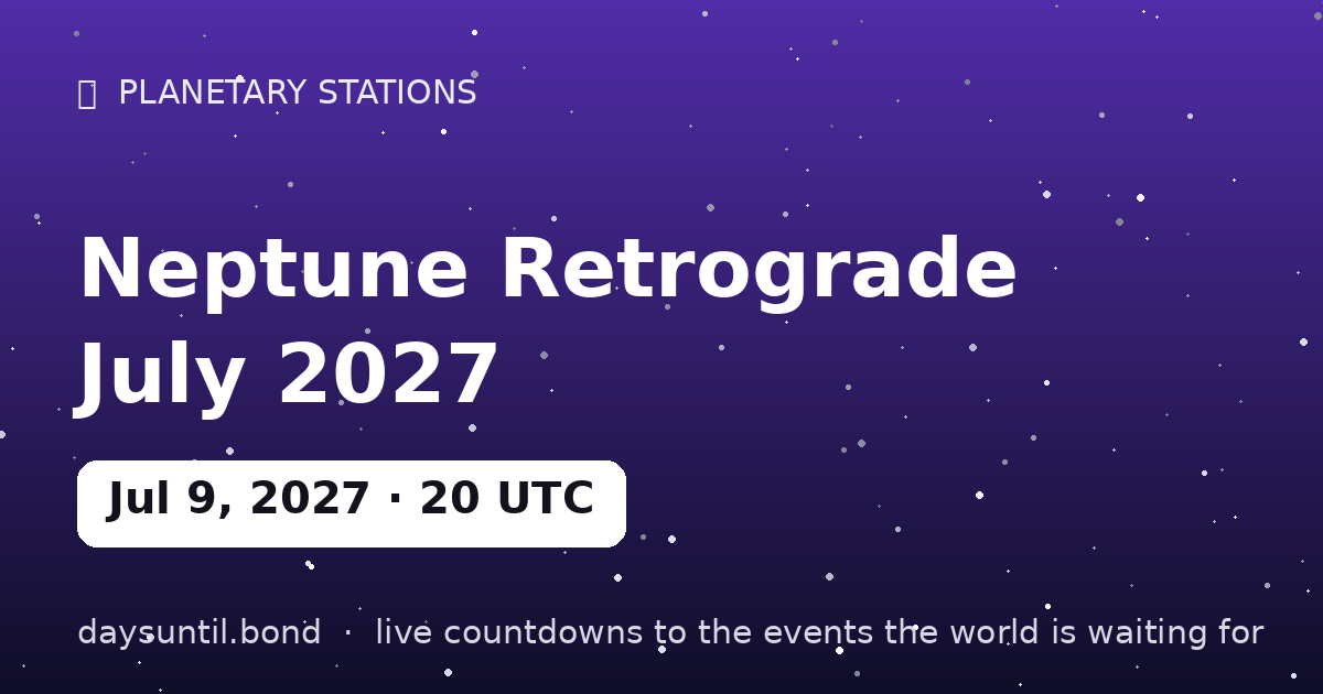 Neptune Retrograde July 2027 — countdown card