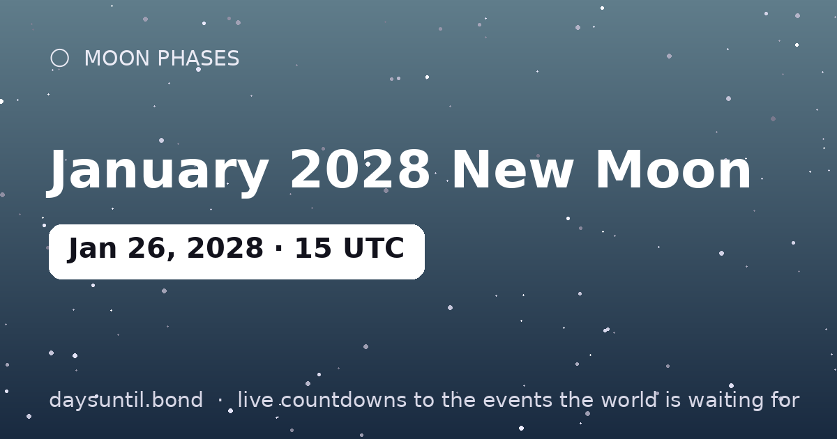January 2028 New Moon — countdown card