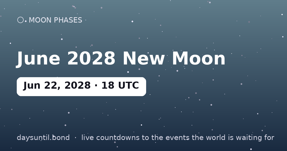June 2028 New Moon — countdown card