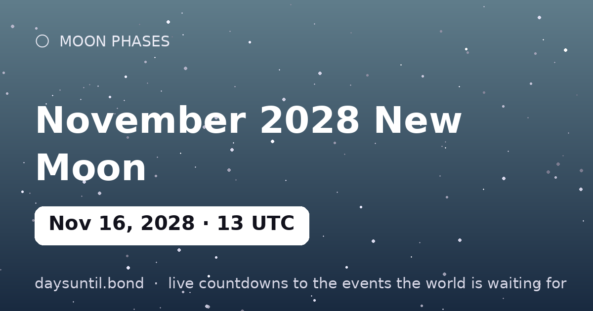 November 2028 New Moon — countdown card