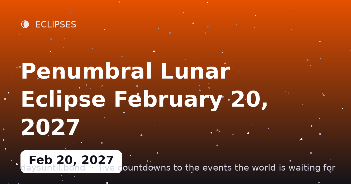 Penumbral Lunar Eclipse February 20, 2027 โ countdown card
