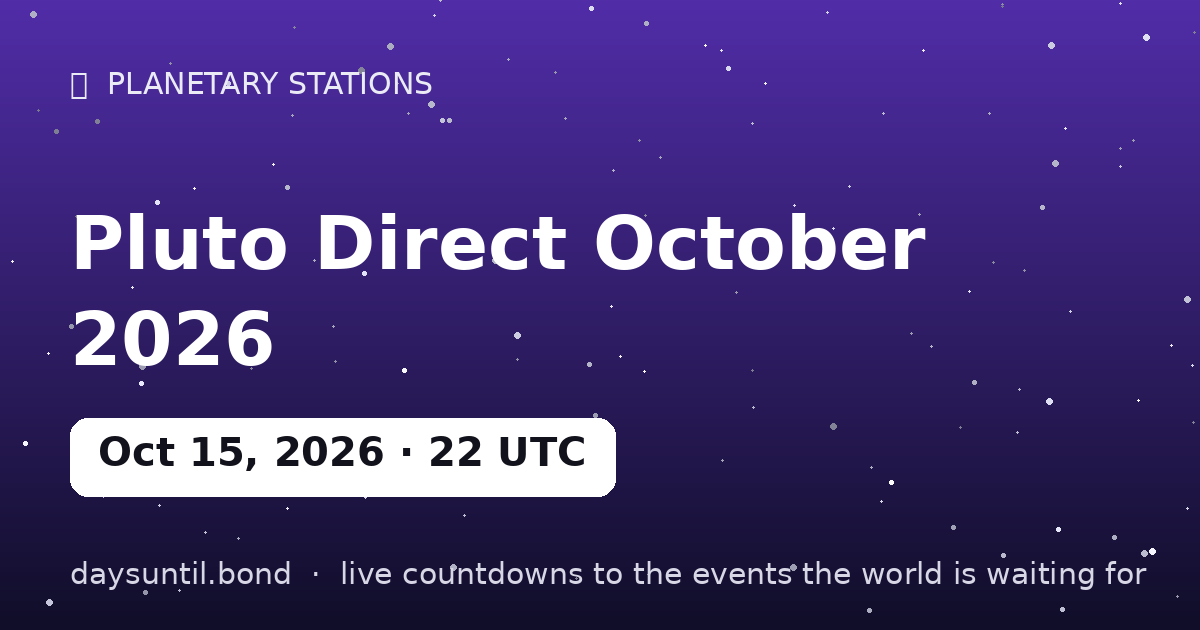 Pluto Direct October 2026 — countdown card