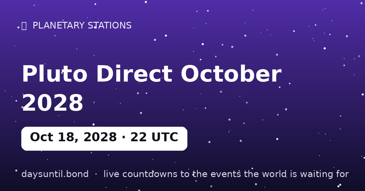 Pluto Direct October 2028 — countdown card