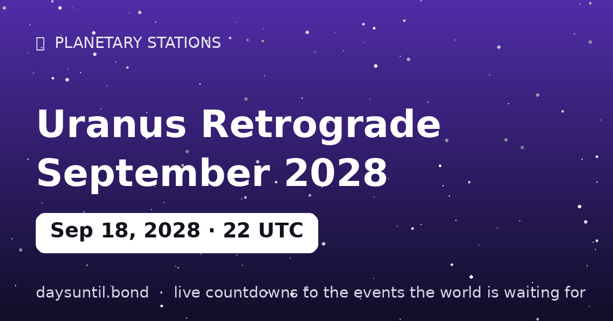 Uranus Retrograde September 2028 — countdown card