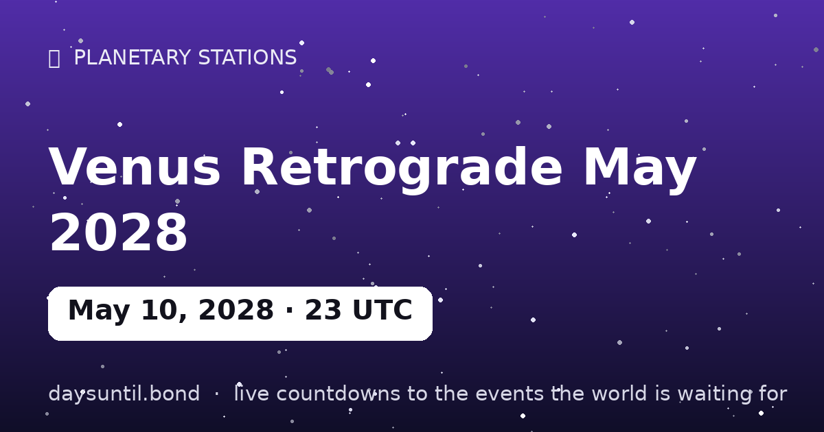 Venus Retrograde May 2028 — countdown card